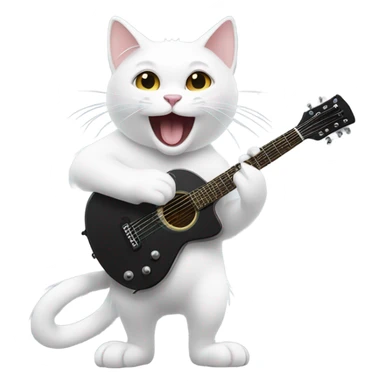 white cat playing black rock guitar sticker