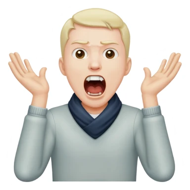 Guy wish hands around his neck screaming sticker