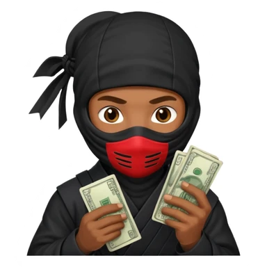 Ninja holding phone and money sticker