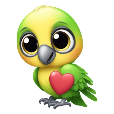 A cute baby parrot with heart eyes sticker