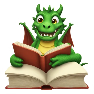 Dragon reading a book sticker
