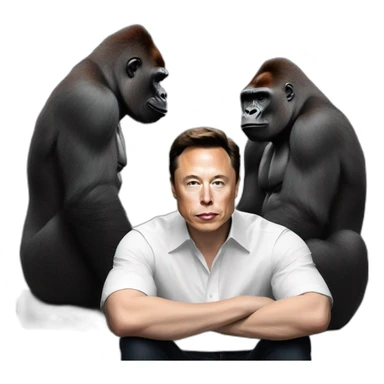 Gorilla sitting with Elon musk sticker