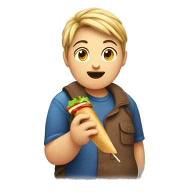 Fat teenager eating a kebab sticker