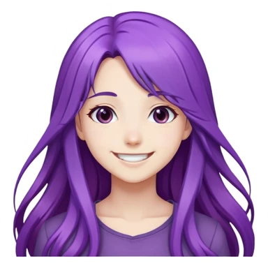 Anime style girl with long purple hair smiling sticker