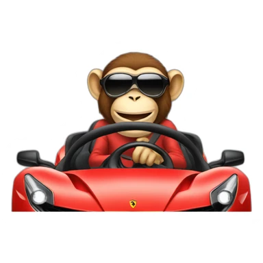 Monkey driving a Ferrari  sticker