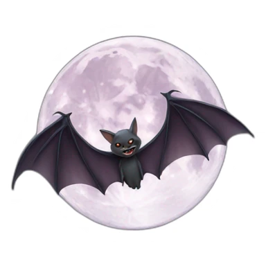 realistic full moon with vampire bat sharp bangs wings flying in front sticker