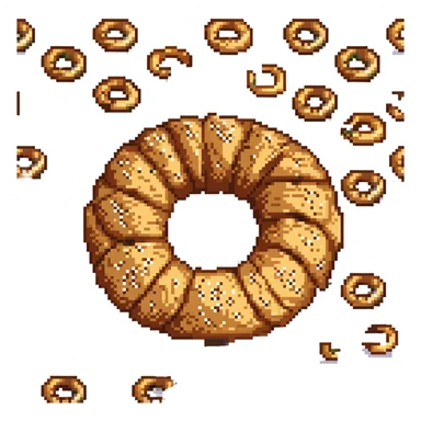 pixel art simit, simple, round Turkish bread with sesame seeds sticker