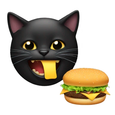 Black cat eat hamburger  sticker