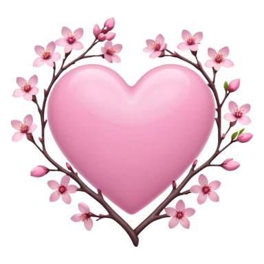 pink heart entwined with sakura branches sticker