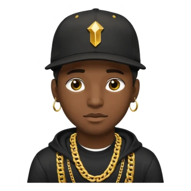 black guy with golden chains and a snapback cap sticker