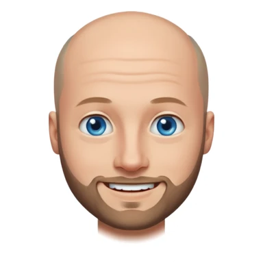 homme yeux bleus presque chauve et une barbe courte moins de chevaux et sourir sticker