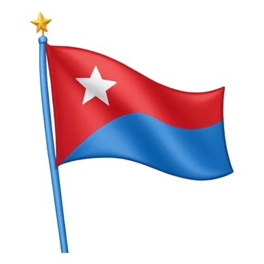 Bandeira vermelha, com uma faixa branca na diagonal, e uma estrela azul no meio sticker