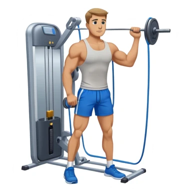standing fit man with blue shorts cable-machine exercise sticker