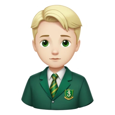 pregnant man in Slytherin uniform, short slicked-back blonde hair, pale skin sticker