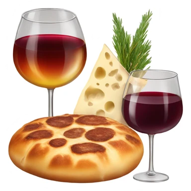 Khachapuri, 2 glasses of wine and 2 skewers of meat  sticker