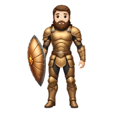 full body man long brown hair brown eyes medium beard white skin muscular build beetle shell armor sticker