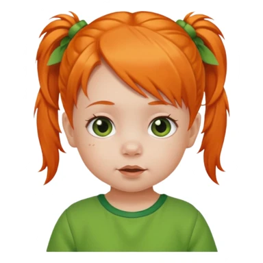 orange pigtail hair girl baby green outfit sticker