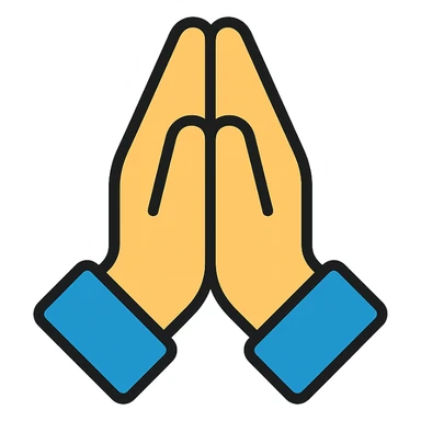 color outlined icon of praying hands sticker