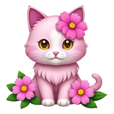 Un gato con una flor sticker