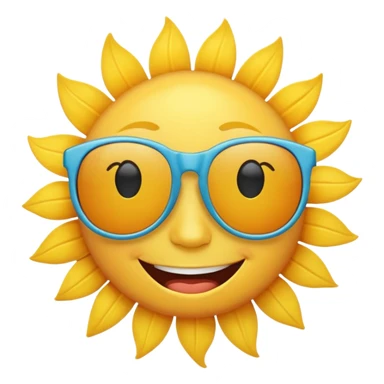 A bright sun with sunglasses and a smile, representing a sunny summer day. sticker