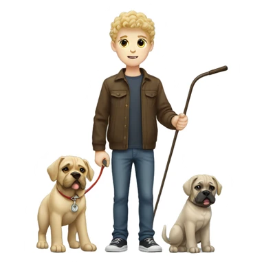 white boy with curly blonde hair standing alongside a cane-corso sticker