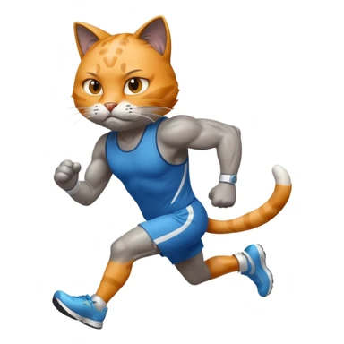 cool cat finishing a marathon sticker