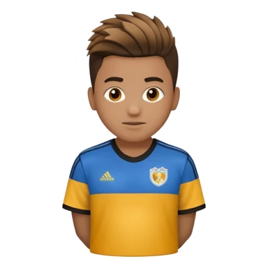 Crie um emoji de um menino com o cabelo castanho claro com uma franja reta e o corte low fade zumbi blusa de gola alta da adidas sticker
