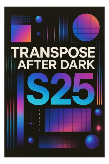 Make a logo the image above, take out ALL wording and replace with TRANSPOSE AFTER DARK S25!  sticker