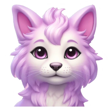 Kawaii colorful bright light pastel lilac-pink-white-gradient fantasy ethereal anthro fursona animal creature sticker