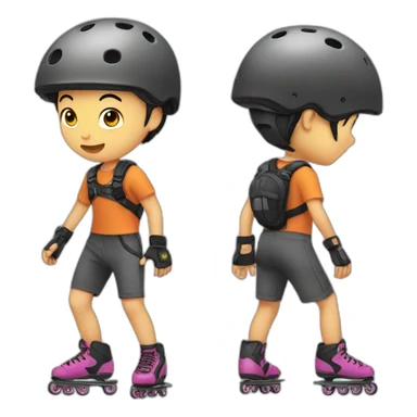 Autistic asian boy rollerblading sticker