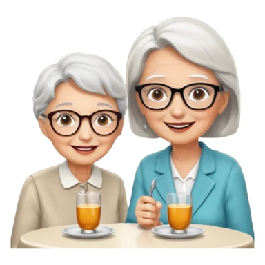 conversación dentro de un restaurant  dos personas y una de las persoans sea una abuela sticker