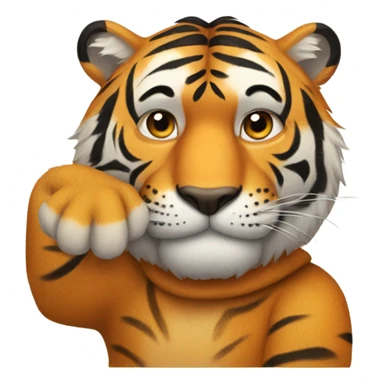 Tiger with paws on man’s head sticker