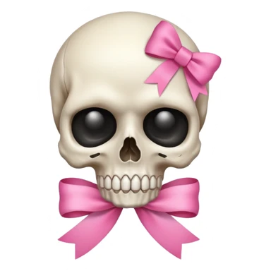 skull emoji with pink ribbon pookie not with hair sticker