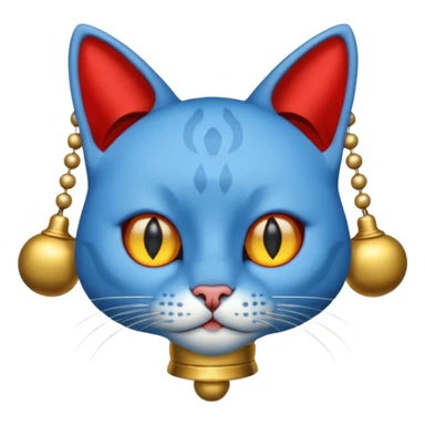 Cat with no ears head blue body blue with gadget with gold bells red tail sticker