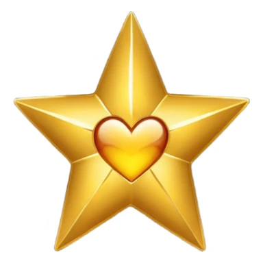 A star with a heart inside, golden and black sticker