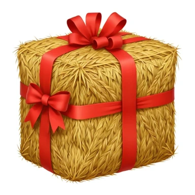 bale of hay with red ribbon sticker