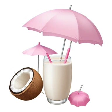 coconut drink with light pink umbrella sticker