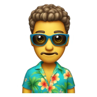 cute alien wearing hawaiian shirt and sunglasses headshot sticker