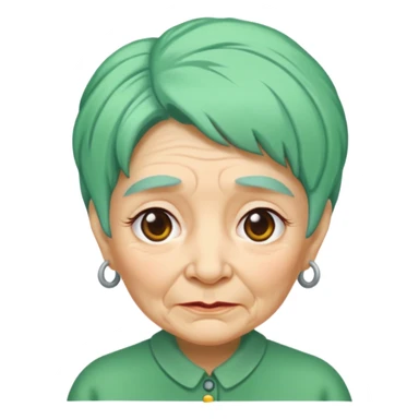 green haired grandma with wrinkles  sticker