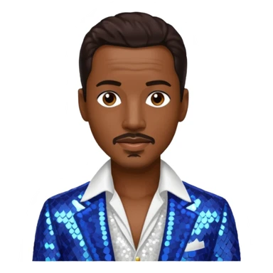 Ralph Tresvant from New Edition with dark brown hair, white sequin outfit sticker