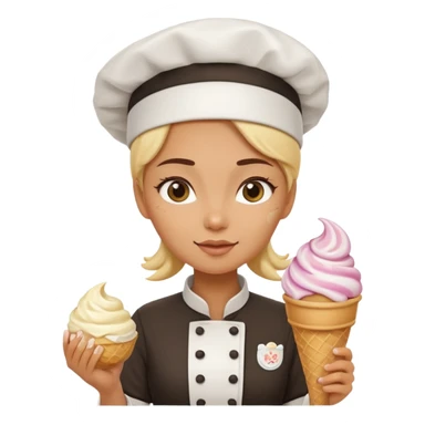 girl chef holding ice cream sticker