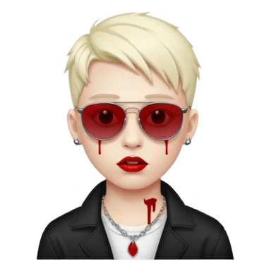 boy high fashion model with lip piercing sunglasses blood  sticker