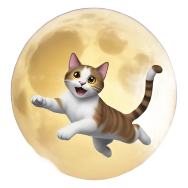 Cat jumping over moon sticker