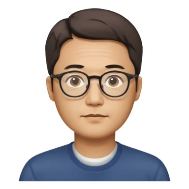 안경을 낀 40대 표준 체격의 한국인 남성, 머리가 짧음 sticker