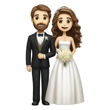 Groom with brown hair and beard and bride with long brown hair  sticker