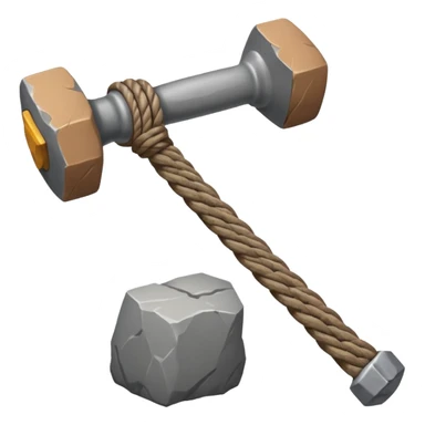 cartoon stone hammer tied with rope sticker