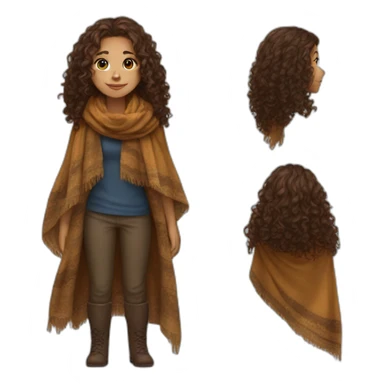 Girl with beorn long curly hair in riffindor scarf clothes sticker