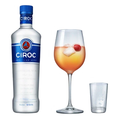 Bottle of ciroc with a glass cup sticker