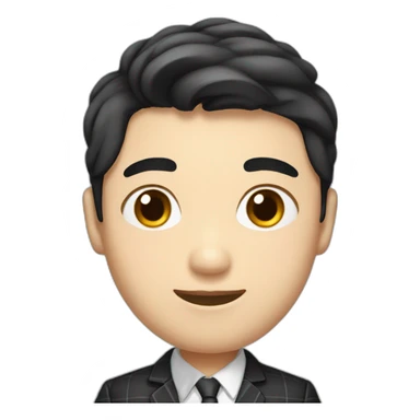 Asian guy with korean black hairstyle wearing black checkered suit sticker