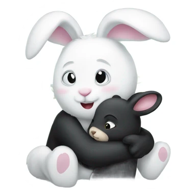 A white bunny hugging her black bear boyfriend  sticker